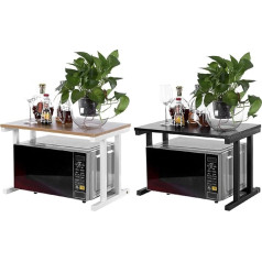 Ejoyous 2 Layer Microwave Shelves, Wooden Microwave Stand, Kitchen Shelf, Microwave Oven Rack for Microwaves, Rice Cooker, Plates, Cups, Kettle, Bottles (White)