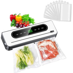 Vacuum Sealer, Vacuum Sealer Sous Vide with Built-in Cutter, One-Hand Operation Suitable for Long-term Operation, Food Stays Fresh up to 8x Longer Including 10 Vacuum Bags and Hose