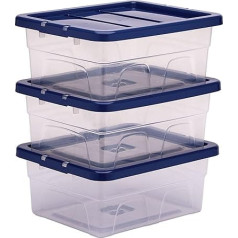 BANKERS BOX 15L Plastic Storage Box, Pack of 3, BPA Free & 100% Recycled Lid, Nestable & Stackable, Dust Cover Lid, 17 x 32 x 40 cm, Ideal for Home & Office Organisation