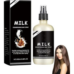Milk Conditioning Hair Spray, Milk Conditioning Hair Primer, Smooth Hair Care, Nourishing and Smoothing, Leave-in Conditioner Spray for Dry and Damaged Hair, Frizzy Control (1 Piece)