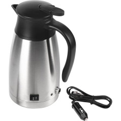TKSE Car Kettle, 12 V/24 V, 1000 ml, Travel Kettle, Stainless Steel Electric in Car Kettle, Travel Thermos Flask, Heating Water Bottle with Cigarette Lighter for Car, Motorhome, Camping