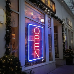 SOLIDEE Neon Sign, Neon Sign Open LED Neon Light, Acrylic Neon Sign Powered by USB with Dimmable Switches, Light Sign for Room Decoration, Party, Bar, Shop, Restaurant, Cafe - Red Blue