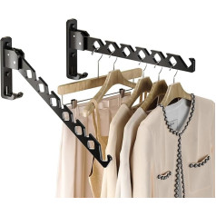 Dr.DJ 2 Packs Wall Mounted Folding Laundry Room Clothes Airer Clothes Airer Folding Indoor Matte Black