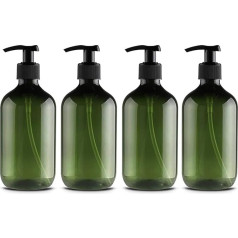 Pack of 4 Empty Plastic Pump Bottle Dispensers, Refillable Pump Bottles Made of High-Quality PP Material, Food-Grade PET, Heat Resistant up to 70°C for Dispensing (B)