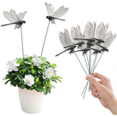 Lidengle 10 Pcs Dragonfly Decoration Stakes Black 3D Dragon Fly Garden Ornaments Yard Plant Flower Pot Decoration