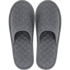 haozaikeji Foldable Outdoor Travel Slippers Non Disposable Closed Toe Cotton Slippers with Storage Bag Non-Slip for Hotel Spa Indoor Home Room Guests, gray