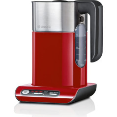 Bosch Styline TWK8614P Kettle Automatic Shut-Off, Overheating Protection, Temperature Selection, Keep Warm Function, 1.5 L, 2400 W, Red