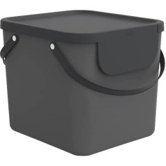 Rotho Albula Laundry Basket 40 L with Lid, Plastic (PP Recycled), Anthracite, 40 L (40.0 x 35.8 x 34.0 cm)