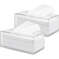 LDHHYH 2 Pack Acrylic Tissue Box Holder Transparent Rectangle Dispenser Cover for Home Office Restaurant 26x14x11cm
