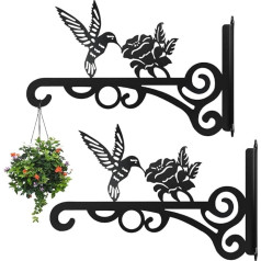 LUFEIS Hanging Basket Bracket, 2 Pack 10 Inch Iron Plant Hanger Wall Hooks for Indoor Outdoor Heavy Duty Hanging Plant Brackets for Garden Plants Bird Feeders Lanterns Wind Chimes
