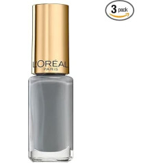 L'Oréal Paris Color Riche Le Vernis Nail Polish Grey/Shiny Colour Polish in Soft Grey with Integrated Top Coat / 604 Metropolitan / Set 3 x 5 ml