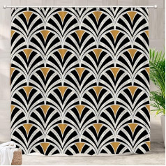 Batmerry Vintage Art Geometric Decorative Shower Curtain, E a Seguy Art Deco Art Nouveau Dragonfly Cute Long Wide with Rust Proof Grommets for Bathroom Waterproof Washable