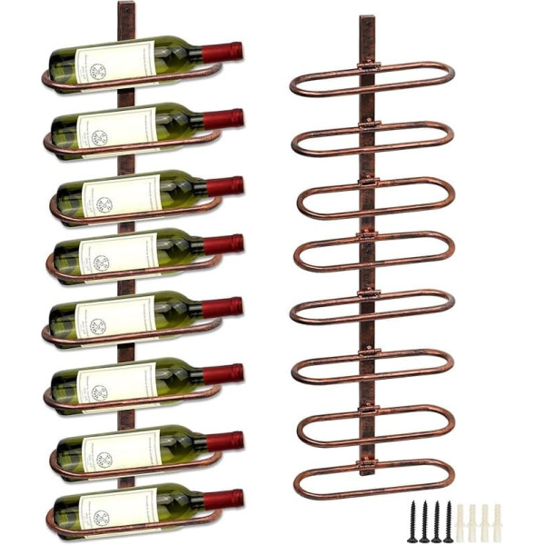 KHayRovies Wine Rack Wall Metal Wine Bottle Holder Wall Mounted Wine Holder for 8 Bottles Bottle Rack Bottle Holder Hanging Shelf Bottle Stand Wine Bottle Rack for Wine (B)