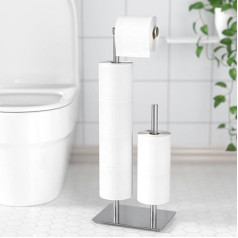 Freestanding Toilet Paper Holder, Large Capacity Toilet Paper Holder Stand, Double Waterproof Shelf Design, 2 in 1 Toilet Paper Stand for Storage and Use