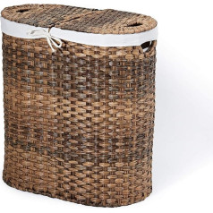 Seville Classics Premium Hand Woven Portable Laundry Basket with Carry Handles, Household Storage for Clothes, Bedding, Sheets, Mocha Brown Oval Basket