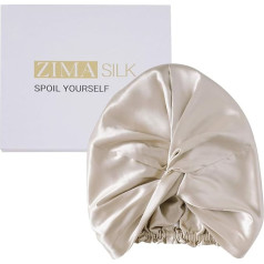 ZIMASILK 22 Momme 100% Mulberry Silk Sleep Cap for Women Hair Care Natural Silk for Sleeping Silk Bonnet with Elastic Stay on Head Classic Pleated 1 Piece