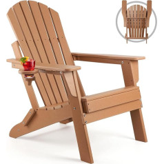 FUNBERRY Folding Adirondack Chair, HDPE On All Weather Stations, Chairs and Cup Chairs Outdoor