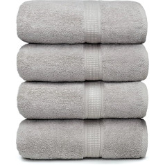 Ariv Hand Towels, 4-Piece Large Premium Bamboo Cotton Bath Towels Set, Suitable for Sensitive Skin and Daily Use, Soft, 76.2 x 132.1 cm, Platinum