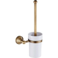 Antique Bronze Wall Mounted Toilet Brush Holder Set, Made of High Quality Brass, Keeps Your Toilet Clean and Tidy (Golden)