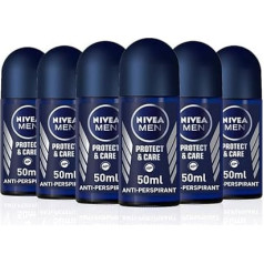 NIVEA MEN Anti-Perspirant Deodorant Roll-On, Protect & Care, 48 Hours Deo, 50 ml, Pack of 6
