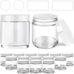 Tecohouse 118 ml Glasbehälter mit Deckel, transparente Cremegläser mit Deckel, weißen Etiketten und Inneneinlagen, leere, runde transparente Schleimbehälter für Creme, Lotion, transparent