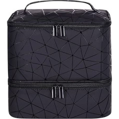 30 Bottle Nail Polish Carry Bag, Double Layer Nail Polish Storage Container and Nail Dryer (Black)