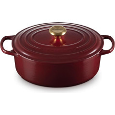 Le Creuset Signature 2117829944441 Cast Iron Casserole Dish with Lid Diameter 29 cm Oval Suitable for All Hobs and Induction Cookers Volume: 4.7 L Garnet