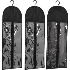 FOMIYES Pack of 3 Hanging Hair Extension Storage Bags - Multifunctional Wig Hanger Hook Organiser | Travel-friendly Wig Storage for Multiple Wigs, Full