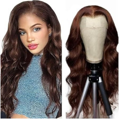 AiPliantfis Glueless Wig 13 x 6 Lace Wig Body Wave Human Hair Wig #4 Chocolate Brown Wig Lace Front Wig Real Hair Wig Women's Real Hair 100% Unprocessed Virgin Hair for Woman 18 Inches