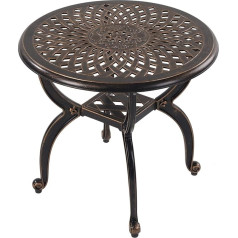 Outdoor Cast Aluminium Side Table, Patio Side Table, Backyard, Pool, Indoor, Easy Maintenance, Weather Resistant Coffee Table, Porch Table, Bistro Table (53Round Antique Copper)