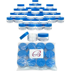 Beauticom 20g/20ml Empty Clear Small Round Travel Containers Containers with Lid for Makeup Powder Eyeshadow Pigment Lotion Cream Lip Balm Samples (48pcs, Blue)