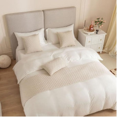 Guest Ruyunlai Bed Runners & Scarves Beige, Soft Fashion Satin Bed Runner for Guest House, Hotel, Bedroom Decoration, 2 Pillowcases (45 x 45 cm)