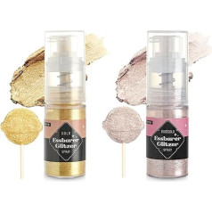 Edible Glitter Spray Gold and Rose Gold Powder Edible Glitter Powder for Baking Food Glitter for Drinks, Strawberries, Cupcakes, Easter Cakes, Fondant, Cocktails, Chocolate, 5 g x 2 Colours