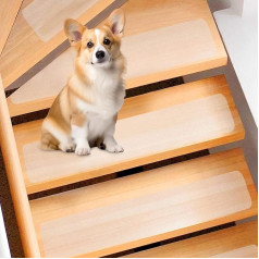 Azyvum Stair Treads Mats Non-Slip Mat 15 x 60 cm Transparent Stair Mats Indoor Non-Slip Tape for Wooden Steps Set for Floor Non-Slip Protection Self-Adhesive Non-Slip Strips Pack of 18