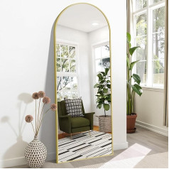 Weare Home Arch Full Length Mirror, 165 x 60 cm Curved Standing Mirror, Golden Metal Frame Floor Length Mirror, Standing, Wall Mounted, Leaning, Floor Mirror for Bedroom, Living Room