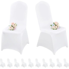 Pesonlook 10 Pieces White Chair Covers for Dining Room Chairs, Spandex Chair Covers for Living Room, Universal Dining Chair Slipcover for Wedding, Banquet and Party