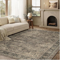 HUGEAR Washable Brown Vintage Rug Living Room 160 x 230 cm Retro Rugs for Living Room Soft Non-Slip Large Rug Short Pile Bedroom Carpet Living Room Bedroom Dining Room Rugs Office