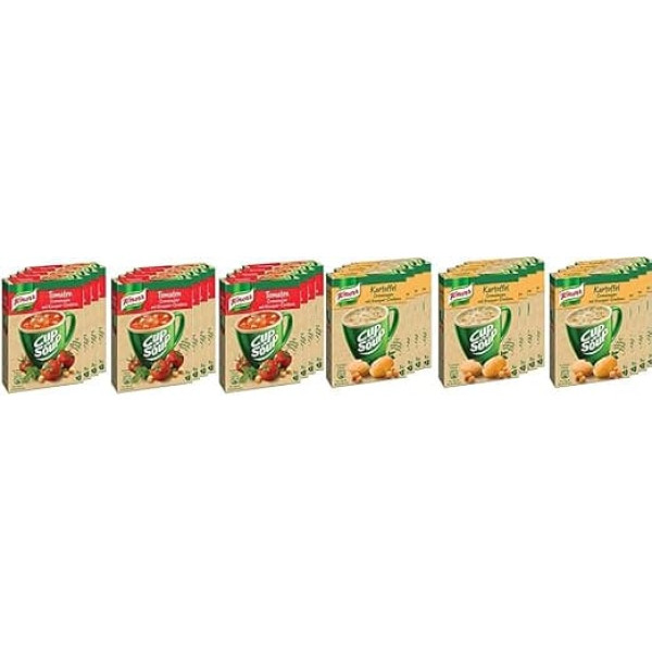 Knorr Cup a Soup Tomato Cream with Crisper Croutons Instant Soup (12 x 3 Cups) & Cup a Soup Potato Cream (with Crisper Croutons Instant Soup 3 Cups) Pack of 12