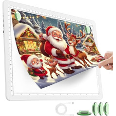 TOHETO A4 Light Table for Diamond Painting, Rechargeable Ultra Bright Light Box for Drawing, Rechargeable LED Light Pad for Tracing, Wireless Light Plate for Sketching (White)