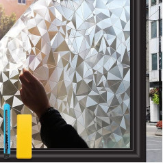 Zindoo Window Film Opaque Privacy Film 90 x 120 cm Without Adhesive Decorative Film Good Privacy Protection for Bathroom, Shower Cubicle and Doors, Changing Rooms