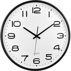 Plumeet 40.6 cm Extra Large Wall Clock, Non-Ticking Silent Quartz Decorative Clocks, Modern Style, Good for Living Room, Living Room, Bedroom, Office, Large 3D Number Display, (White)
