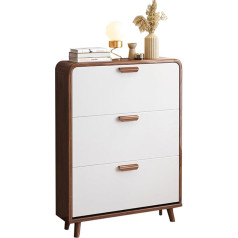 Schmaler Schuhschrank – Vertikale Schuhaufbewahrung mit hochklappbaren Schubladen, herausnehmbare Ablagen, ideal für Wohnzimmer und Wohnungen, Bodenfläche