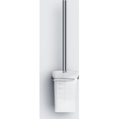 AIB33400 AM.PM Inspire 2.0 Toilet Brush and Brush Holder, Toilet Brush Sets for Bathroom with Stainless Steel Handle and Tempered Glass Bowl, Wall Design