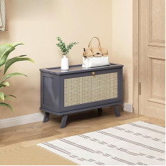 Schmaler Schuhschrank Organizer mit Klappschubladen für Eingangsbereich, Flur, Schlafzimmer – freistehendes Schuhregal aus Holz, Aufbewahrungsschrank, Rattan-Schuhschrank – Braun