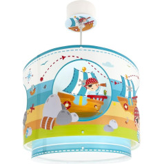 Dalber Children's Room Lamp, Pendant Light, Ceiling Light, Children's Ceiling Light, Pirate Island, Blue