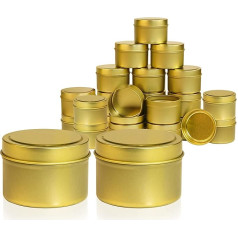 JULWHISPER Gold Candle Tins 118g for Candle Making, 24 Pack Candle Containers, Bulk Candle Jars for Candle Making - (Gold)
