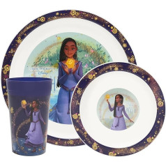 Disney Wish 3 Piece Kids Plate and Bowl Set with Cup