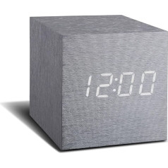 Gingko Cube Aluminium Click Clock-White LED