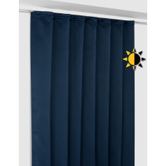 BEAUTEX Opaque Blackout Curtain with Ruffle Tape U-Band, Darkening, Choice of Sizes and Colours, Width 300 cm, Height 245 cm, Navy Blue
