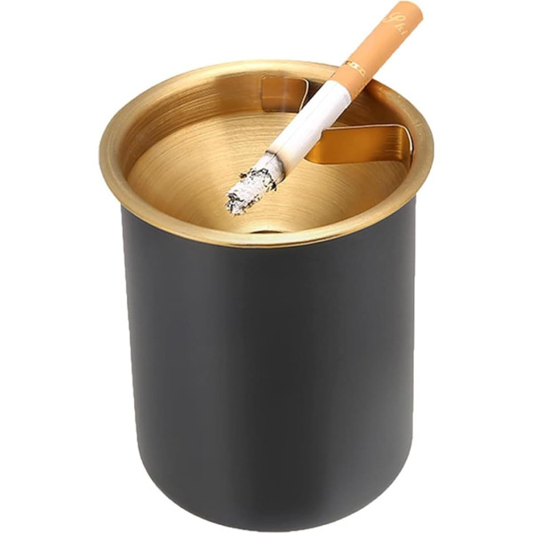 Stainless Steel Ashtray Smokeless Odourless Windproof Ashtray with Lid for Cigarette Portable Ashtray for Home Office Table Outdoor Patio Balcony Black